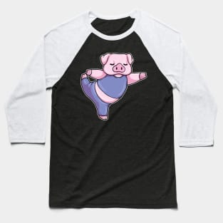 Pig at Yoga Stretching Legs Baseball T-Shirt